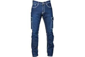 CHEMAGLIETTE! Jeans Pantaloni da Lavoro Uomo - Pantalone Multitasche Elasticizzati Cotone, Tasche Laterali, Tessuto Prelavato, Due Tasche Posteriori Modello den