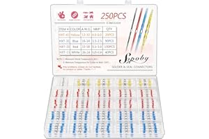 250 PCS Joint de Soudure Connecteur de Fil, Sopoby Thermorétractables Souder Bout à Bout Seal Connecteurs Electriques Isolés Etanche Marine Marine Automobile