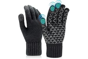 Lozadia Winter Gloves for Men and Women, Upgraded Touch Screen Anti-Slip Silicone Gel, Thermal Liner Wool Gloves with Elastic Cuff for Running Driving Cycling Climbing Hiking Skiing L-XL
