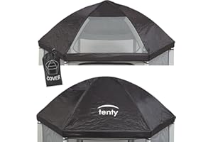 tenty Baby Laufgitterdach für das Laufgitter - Cover mit UV-Schutz und Regenabweisend - mit Mesh-Fenster für die optimale Belüftung - Dach mit praktischer Tasche (Schwarz)