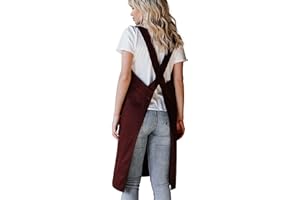 Bunny Street No Ties Apron - Cotton Pinafore Apron - Premium Quality Japanese Apron for Women - Cross Back Apron with Pockets - Florist Artist Craft Apron