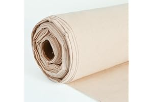 Tissu au mètre (5 m, calicot naturel) 147,5 cm de large, poids moyen, 100% coton, pour nappes, couture, matelassage, doublures de rideaux, housses de coussin et sacs fourre-tout | FT Fashion Track