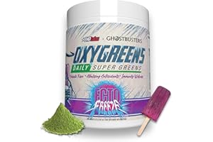 EHP LABS EHPlabs x Ghostbusters Frozen Empire: OxyGreens Super Greens Powder Superfood - Spirulina & Greens Supplement w/Prebiotic Fibre, Antioxidants & Immunity Support. Ecto Freeze (Grape Lollipop) 30 Serve