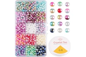 SONEER Perlen zum Auffädeln, 1200 Stück Perlen Armbänder mit Elastische Schnur, Bunte Perlen Basteln mit Loch für Kinder Erwachsene Schmuckherstellung, Armbänder, Halsketten Bastelperlen (6mm)