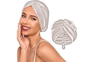 OTO BELLA Adjustable Silk Satin Hair Bonnet for Sleeping Women, Double Layer, Silk Hair Wrap for Sleeping Women Men, Curly Natural Braid Straight Unisex (Champagne)