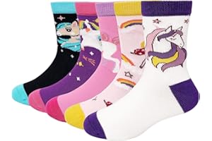 ZAKASA Chaussettes Enfant Fille Fantaisie: Socquettes en Coton Chaussette Mignon Animaux Chat Cheval Motif