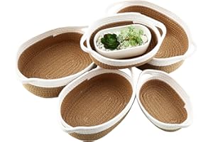 LCXCXY Juego de 5 Cestas de Almacenamiento,Cestas Organadoras Multifuncionales,Cesta Bebe,Cestas Con Cuerda De Algodón,Cestas Bebe,Cestas Almacenaje Baño,Cesta Organadora Bebe Apilable