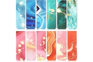 SONEER Magnetic Bookmark, 12 Pcs Magnet Book Marker, Magnetic Page Clips for Men Women Book Lovers School Home Office Reading Supplies