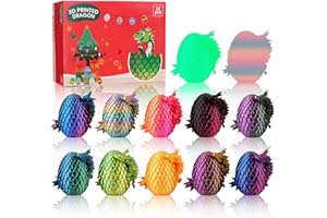 JOMBY 12PCS 3D Printed Dragon Eggs with Dragons Inside, Mini Dragon Egg Set, Articulated Crystal Dragons Fidget Toy for for Kids & Adults Gifts Christmas Ornament & Stocking Stuffers