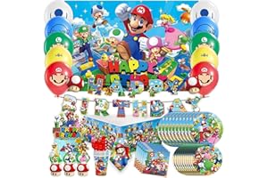 NIUMOWANG Mario Geburtstag Party, Super Mario Geburtstag Deko, Super Mario Partygeschirr Deko, Partygeschirr Set, Partygeschirr Kindergeburtstag Deko, Super Mario Party Deko, Super Mario Geburtstag Geschirr