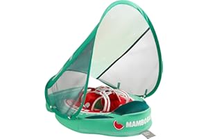 HECCEI Bébé Bouee, Mambobaby Non Gonflable Anneau de Bain Bouee Bebe avec Parasol, Flotteur Bebe Baby Swimming Float pour Enfant de 3-24 Mois