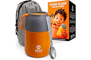 GOOD FOR YOU - Thermal Food flasks for hot food, Soup containers, ideal as a thermal lunch box, soup flask or food warmer lunch box - Stainless Steel insulated hot food flask - Orange