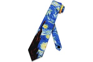 THREE ROOKER Ralph Marlin Men's Starry Night Ties Art Vincent Van Gogh Neck Ties One Size Blue