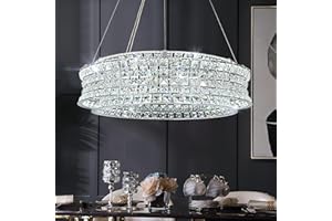 AOOCHOK Luxus Kristall Kronleuchter Modern Pendelleuchte Chrom for Wohnzimmer, Rund Hängeleuchte Kristall Lampe, für Wohnzimmer, Esszimmer, Schlafzimmer, Restaurant, Φ60cm