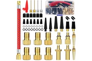 Seconero 54 Piezas Adaptador Valvula Bicicleta, Adaptador Presta Schrader con Caja Categorizada, Aguja Inflar Balones, para Bombas de Aire, Compresores, Bombas de Bicicleta, Pelotas y Flotadores