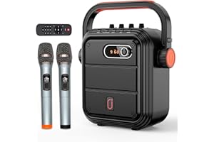 JYX Altavoz de Karaoke con 2 Micrófonos Inalámbricos, Altavoz con Sistema de Sonido Bluetooth Dispositivo de Karaoke Portátil, Soporte de Altavoz de Karaoke TWS, TF,USB,Radio, Entrada AUX, Rec