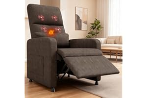 PORTOALEGRE Poltrona Relax Reclinabile elettrica, Poltrona Massaggiante e Riscaldante con Poggiapiedi, Poltroncina Reclinabile con Schienale Imbottitura Spessa in Tessuto per Camera da Letto, Salotto e Soggiorno