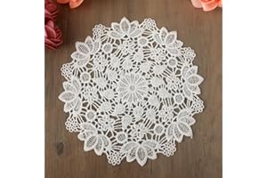 Bremorou 6 unidades de encaje redondo bordado camino de mesa redondo de ganchillo camino de mesa hecho a mano encaje encaje blanco ganchillo camino de mesa pequeño para bodas fiesta de cumpleaños