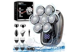 SWSTINLING Head Shavers for Men, 5 in 1 Rotary Shaver Bald Waterproof Wet/Dry Beard Grooming Kit Floating Upgraded 7D Skull Shaver, Electric Razor with LED Display and USB Charging