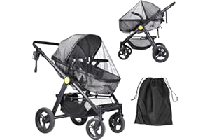 LIHAO Mosquitera Bebé Universal, Mosquitera Carro Bebé, Mosquitera Cochecito con Bolsa de Almacenamiento, Silla de Paseo y Cuna de Viaje, Lavable, Negro