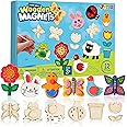 JOYIN 12 Wooden Magnet Creativity Arts & Crafts Painting Kit for Kids, Decorate Your Own Painting Gift for Boys Girls Age 3-12 Year Old,Birthday Parties and Family Crafts, Presents