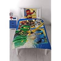 Character World Lego NINJAGO Kinderbettwäsche 2-teilig Team Ninja, 80x80 + 135x200 cm, 100% Baumwolle - Deutscher Standard