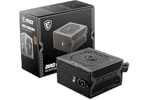 MSI MAG A550BN Bloc d'alimentation, Prise EU - 550W, Certifié 80 Plus Bronze, PSU ATX, Rail Unique 12V, Circuit DC vers DC, Ventilateur 120mm - Garantie 5 Ans