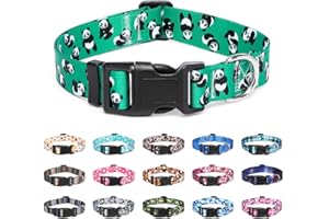 Suredoo Adjustable Dog Collar with Patterns, Ultra Comfy Soft Nylon Breathable Pet Collar for Small Medium Large Dogs (M, Panda)