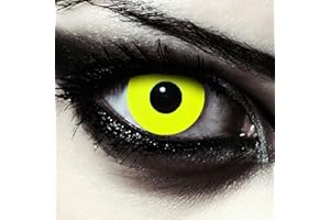 DESIGNLENSES lentilles de couleur complètement jaune pour halloween costume clown d'horreur Pennywise, 1 paire (2 pcs), sans correction + étui à lentilles "Yellow Bigeye"