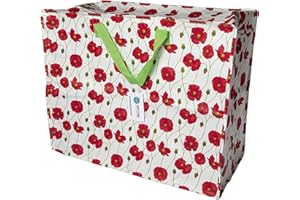 Happy Planet Giftshop Large Jumbo Storage Bag with Zip 58 x 47 x 30cm 80l (Poppies Design) (Single - Multipacks Available)