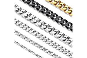 Suplight Largeur 3/6/9mm-Chaine Acier Inoxydable Homme Chaine Maille gourmette Cuabine Acier Inoxydable- Chaîne pour Pendentif Homme Miami Gourmette pour homme Taille 35/46/51/56/61/66/71/76cm