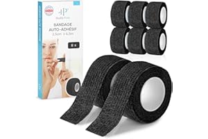 Health Press® Bandes Doigt Auto-adhésives – 8x Rouleaux (2,5 cm x 4,5 m) – Bandage Élastique Imperméable – Bande Résistante à la Poussière, à la Graisse et à la Saleté (8x Noir)