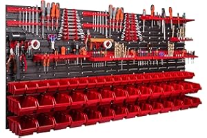 BOTLE Sistema de rodamientos, estante de pared, 1728 x 780 mm, portaherramientas, 50 unidades Cajas apilables