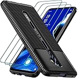 iVoler Cover per Oppo Reno2 Z/Reno 2Z / Oppo Reno2 F/Reno 2F, con 3 Pezzi Pellicola Vetro Temperato, Fibra di Carbonio Custod