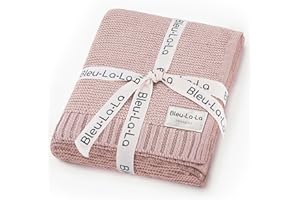 Bleu La La Organic Receiving Swaddle Blanket for Girls - 100% Luxury Organic Soft Cotton Knit Warm Cozy Cuddle Stroller Crib Blanket for Newborns Infants & Toddlers (0-2Yrs - Blush Pink)