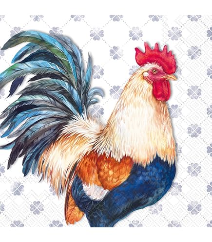 20 Oster-Servietten 'Hühnerfarm & Hahn' – 33x33 Cm, Bunt Bedruckt – Perfekt Fürs Osterfrühstück