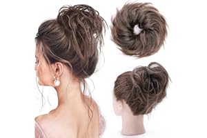 S-NOILITE XXL Postiche Cheveux En Caoutchouc Chouchou Chignons VOLUMINEUX Bouclés Ou Chignon Décoiffé Extension a clip Cheveux Naturel Auburn lumière à marron