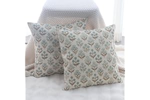 NIULAA Lniana poszewka na poduszkę 40 x 40 cm, brązowe kwiaty, zestaw 2 szt., nowoczesne, kwadratowe, na sofę, do ogrodu, na zewnątrz, przytulne, do salonu, na kanapę, balkon, styl dworkowy