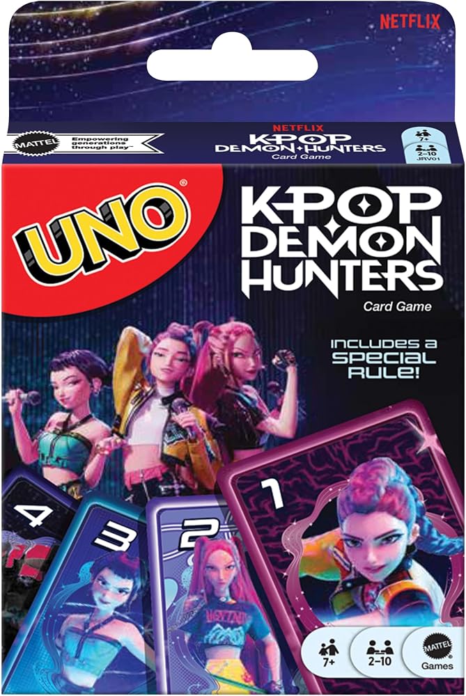 Mattel Games UNO K POP Demon Hunters Kartlar | Gençler, yetişkinler, aile akşamları, partiler, seyahat ve kamp, JRV01