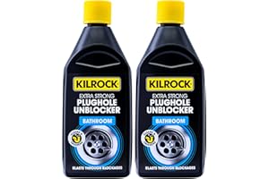 Kilrock Plughole Unblocker Bathroom 500ml 2 Pack - Fast-Acting Drain Unblocker for Showers, Baths & Sinks – Removes Hair, Sludge & Soap Scum – Clears Blockages & Restores Fast Flow