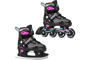 CROXER Optima 2in1 Pattini da ghiaccio Pattini in linea Inline Skates per bambin e adulti regolabili