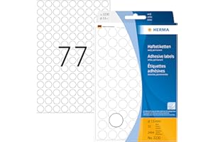 HERMA Naklejki w kropki, białe, 2464 etykiety, Ø 13 mm, 77 etykiet na arkusz, samoprzylepne, okrągłe, kolorowe, do oznaczania kolorami, kalendarz