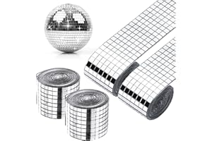 VEGENA 7680 Stück Mosaik Spiegelfliesen Aufkleber,4 Roll Mosaikfliesen Selbstklebend,5x5mm Spiegel Mosaik Fliesen,Spiegelmosaik Selbstklebend,Spiegelfliesen Selbstklebend Mosaik für Bad Discokugel(Silber)