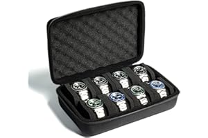AUKURA 8 slots Watch Case, hard watch storage case, hard watch box, padded case for watch display and organization