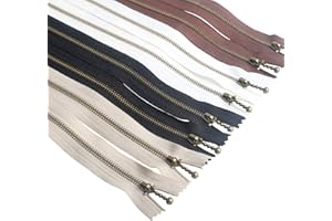 Beaulegan Metal Zipper Set 8 Pcs - #3 Antique Brass Close-end 12 Inch (30 cm), Assorted Color