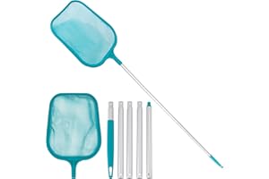 U.S. Pool Supply Swimming Pool 6 Foot Leaf Skimmer Net with 5 Connecting Aluminum Pole Sections - Fine Mesh Netting for Fast Cleaning of Debris - Clean Spas & Ponds