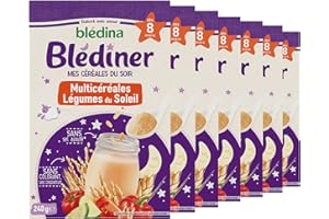 Blédina - Blédîner - Céréales du Soir pour bébé - Multicéréales Légumes du Soleil - Dès 8 mois - lot de 7 boites