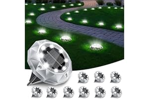 FIFLYING 10 Pezzi Luci Solari da Giardino, 8 LED Faretti Sepolta Solari a Led da Esterno IP65 Impermeabile, Luci Solare Decorazione Lampade Solare da Terra per Cortile Prato Vialetto Paesaggio,Bianco Freddo