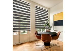 Blindecor Lira estor enrollable noche y día, color Gris Antracita, estor de 100 x 250 cm (ancho x alto). Tamaño de la tela 97 x 245 cm. Estores noche y dia elegantes