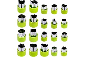 HONGXIN-SHOP Cortador de galletas de frutas y verduras de acero inoxidable con mango protector para decoración de tartas, galletas Fondant Cookie Pastelerías, 20 piezas